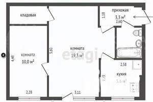 2-к квартира, вторичка, 45м2, 1/4 этаж