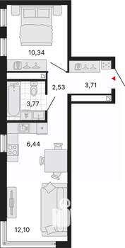 1-к квартира, вторичка, 39м2, 18/25 этаж