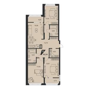 4-к квартира, вторичка, 96м2, 18/22 этаж