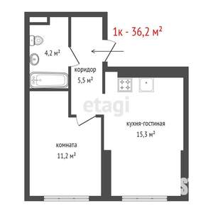 1-к квартира, вторичка, 36м2, 6/33 этаж