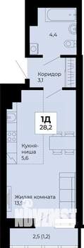 Студия квартира, строящийся дом, 28м2, 7/25 этаж