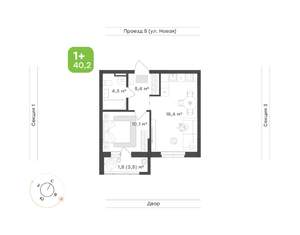 1-к квартира, вторичка, 40м2, 8/9 этаж