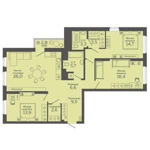 3-к квартира, вторичка, 103м2, 12/25 этаж