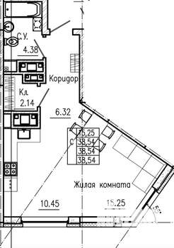 Студия квартира, строящийся дом, 39м2, 3/23 этаж