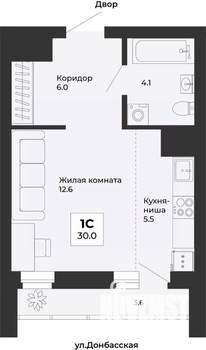 Студия квартира, строящийся дом, 30м2, 3/25 этаж