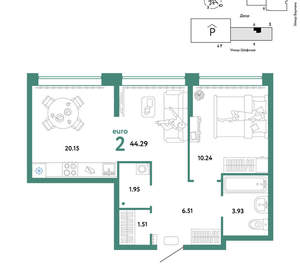 2-к квартира, вторичка, 44м2, 6/24 этаж