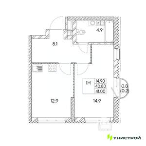 1-к квартира, вторичка, 41м2, 14/31 этаж