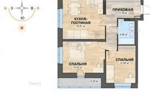 2-к квартира, вторичка, 63м2, 2/26 этаж