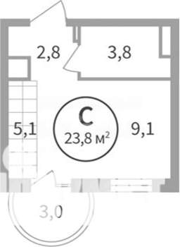 Студия квартира, вторичка, 22м2, 3/8 этаж