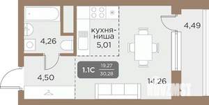 Студия квартира, вторичка, 30м2, 17/24 этаж