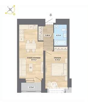 1-к квартира, вторичка, 47м2, 12/30 этаж