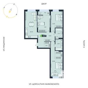 3-к квартира, строящийся дом, 118м2, 3/31 этаж