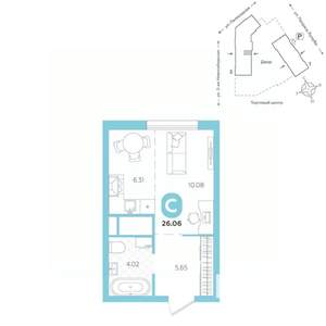 Студия квартира, вторичка, 26м2, 9/24 этаж