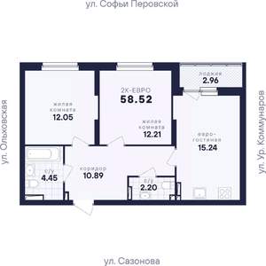 2-к квартира, вторичка, 59м2, 5/17 этаж