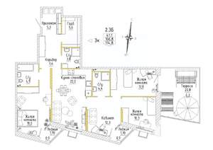 3-к квартира, строящийся дом, 115м2, 2/8 этаж