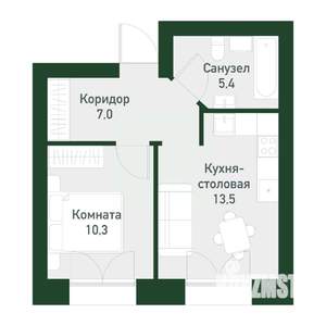 1-к квартира, вторичка, 37м2, 4/4 этаж