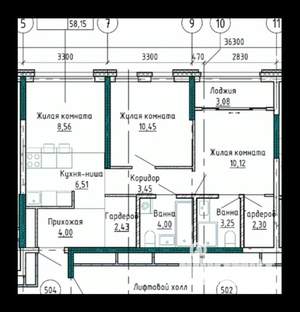 2-к квартира, вторичка, 58м2, 5/25 этаж