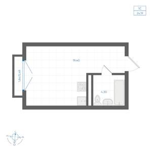 Студия квартира, вторичка, 24м2, 4/4 этаж