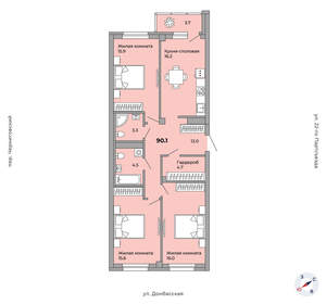 3-к квартира, вторичка, 89м2, 16/21 этаж