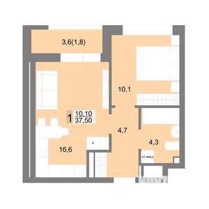 1-к квартира, вторичка, 38м2, 3/25 этаж